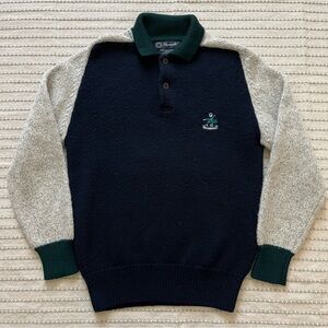 Vintage Faconnable tri-tone wool polo sweater